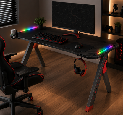 Gamax D2022 Carbon Fiber RGB Gaming Desk 140 cm