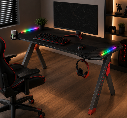 Gamax D2022 Carbon Fiber RGB Gaming Desk 140 cm